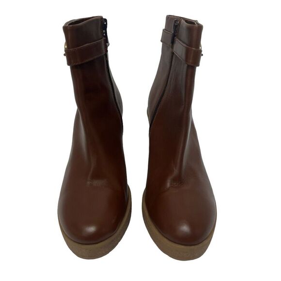 Amalfi By Rangoni Cognac Brown Longobarda Heeled Ankle Boots 8.5 Mod - Picture 3 of 12